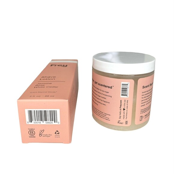 FREY Shave Lotion and Sugar Scrub Set (2 Products) Jasmine Rose White Cedar NEW - Picture 5 of 6